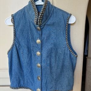 Double D Ranch Denim embellished studs concho button vest